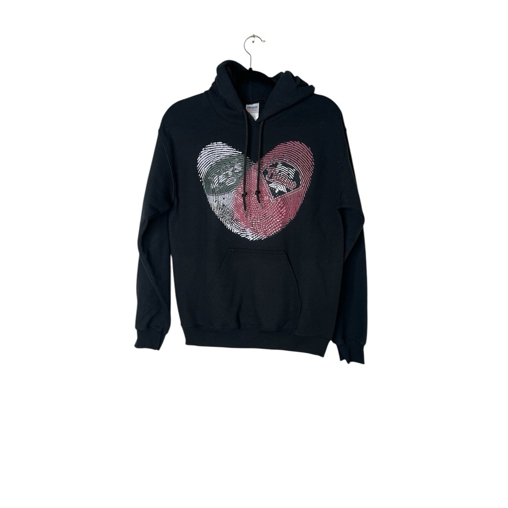 Phillies Jets Black Hoodie Heart Fingerprint‎ Graphic Sweatshirt Small